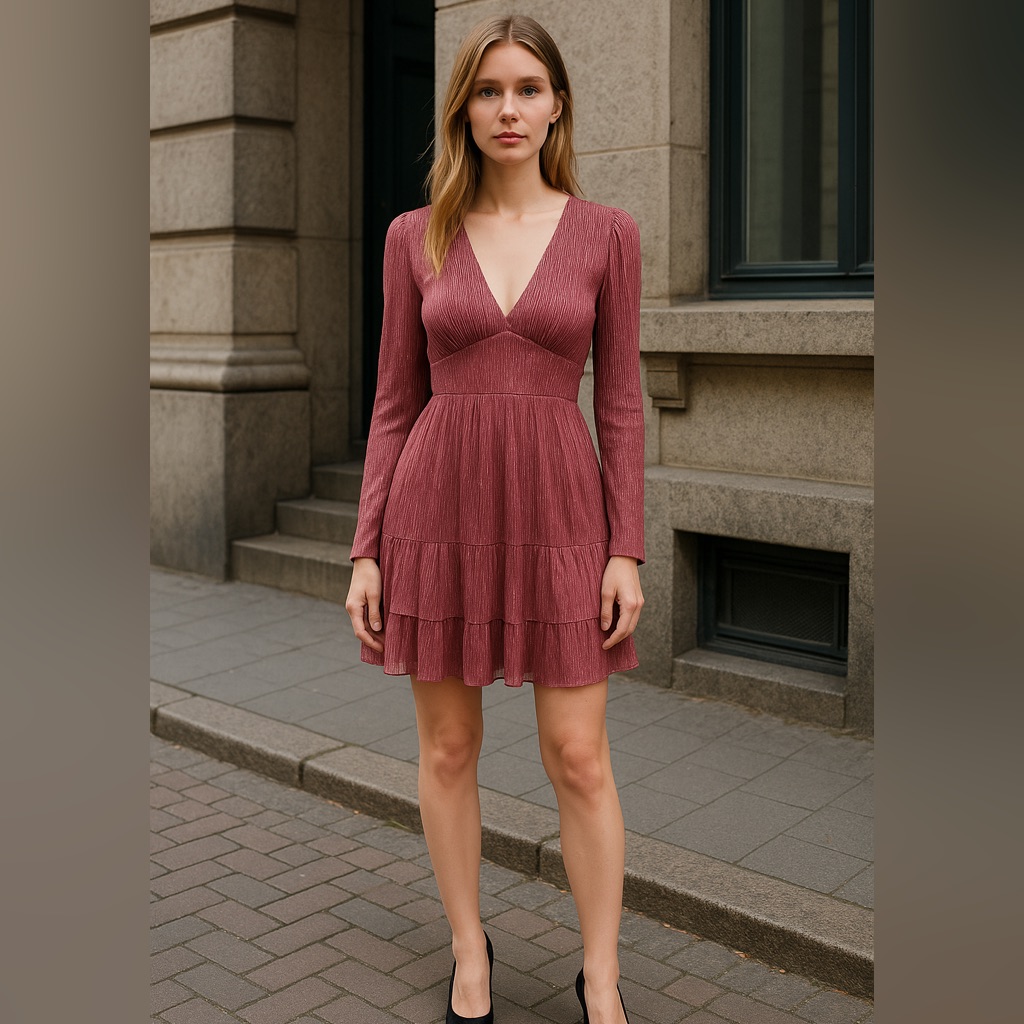 New With Tags! Francesca's Collections Long Sleeve Dress Size Xs V-Neck